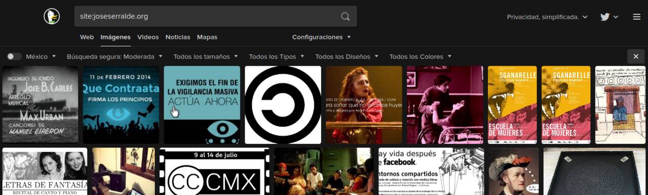 Imágenes de joseserralde.org en una búsqueda en DuckDuckGo